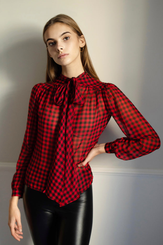 Jk Blouse - Check Black and Red