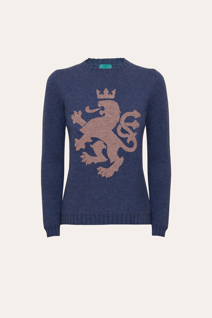 Heraldic Lion Pull - Blue and Tobacco Brown
