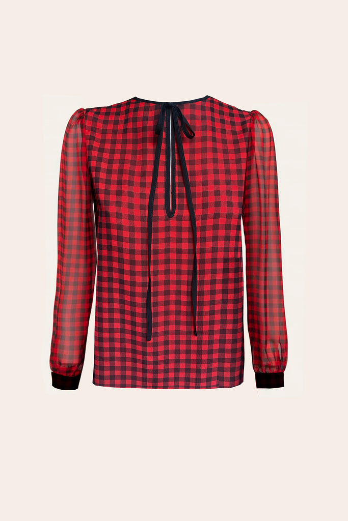 Ritz Blouse - Check Black and Red