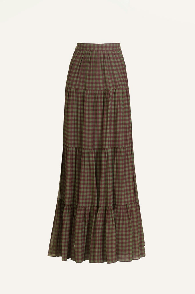 Cortina Skirt - Check Brown and Green