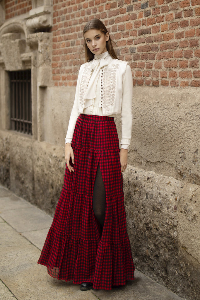 Cortina Skirt - Check Black and Red