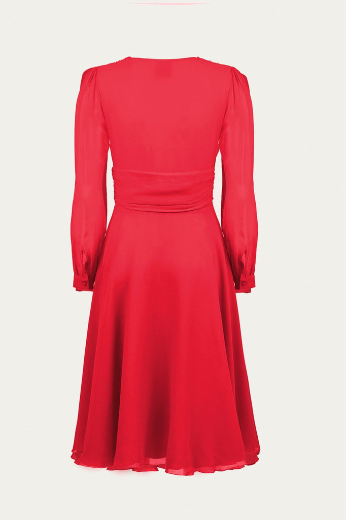 Flora Dress Midi - Red