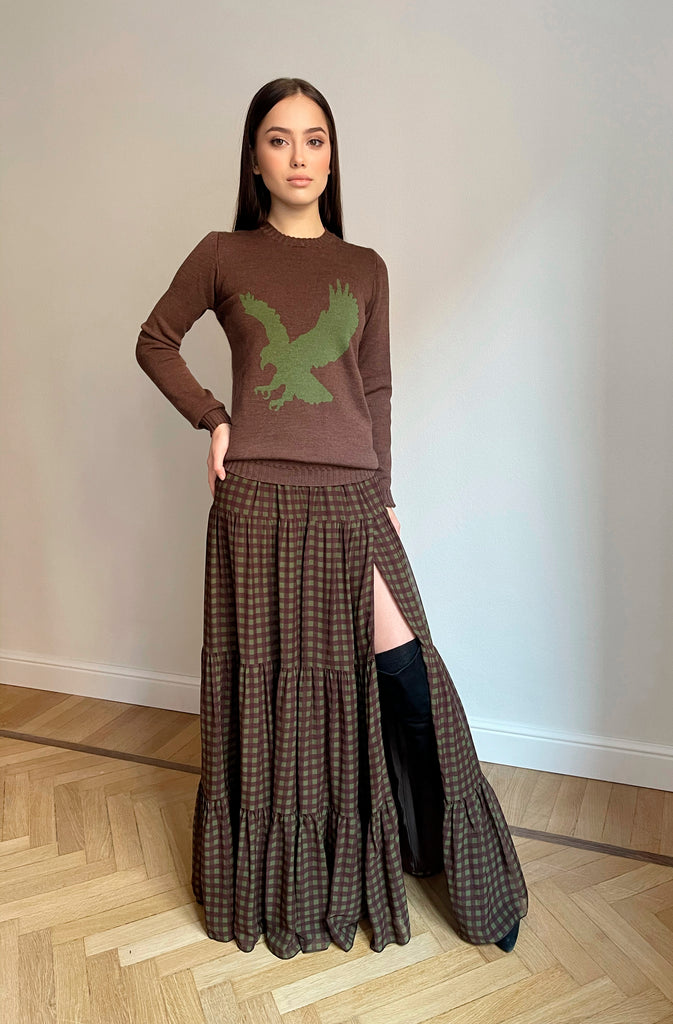 Cortina Skirt - Check Brown and Green