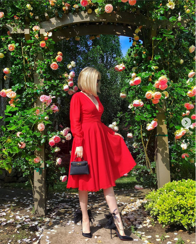Flora Dress Midi - Red